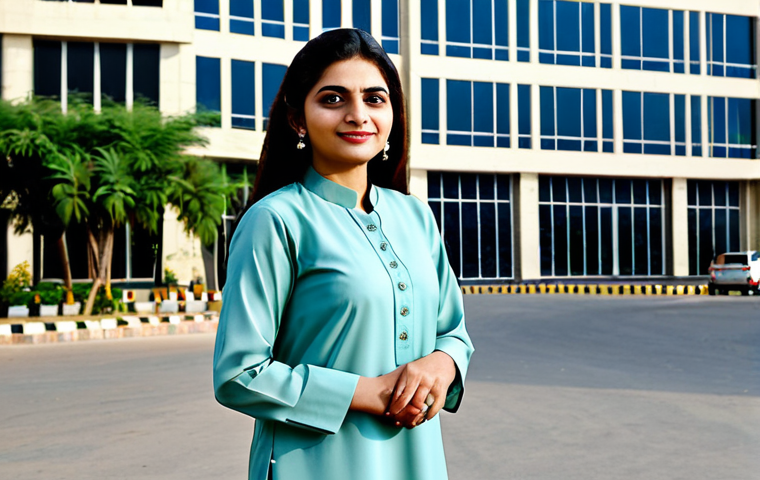 Modern Karachi Businesswoman**

"A professional Urdu-speaking businesswoman in a stylish, fully clothed shalwar kameez suitable for a corporate environment, standing in front of a modern office building in Karachi, Pakistan. Her expression is confident and approachable. Background includes glimpses of local businesses and traffic. Safe for work, appropriate content, modest clothing, perfect anatomy, natural pose, professional."

**